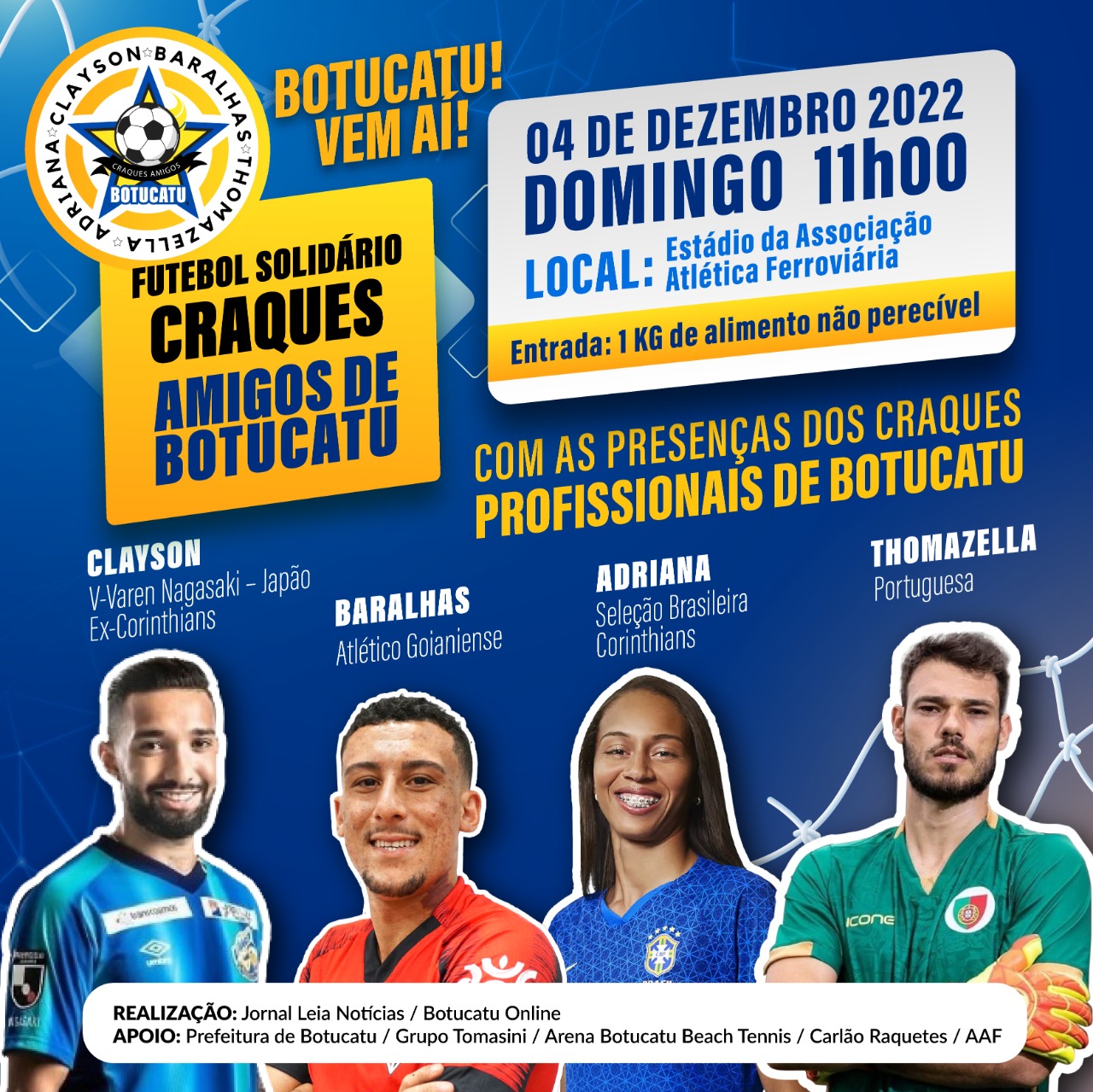 Futebol Solidário reúne ex-jogadores em Campinas. Venha prestigiar!