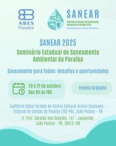 João Pessoa sediará o 3º SANEAR-PB em outubro de 2025
